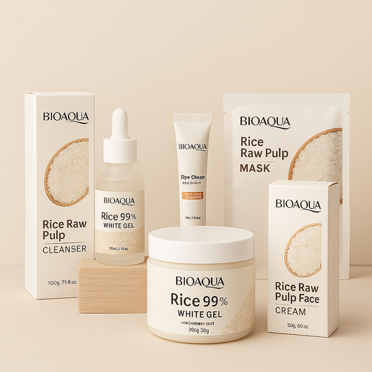 Kit Facial Bioaqua Arroz x6 | Limpieza, Hidratación y Luminosidad Natural