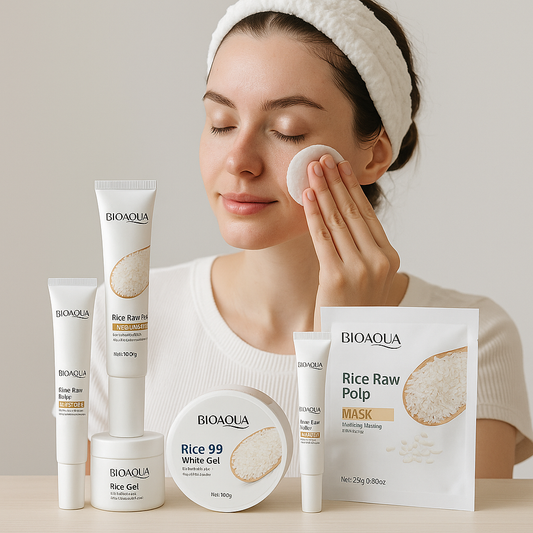 Kit Facial Bioaqua Arroz x6 | Limpieza, Hidratación y Luminosidad Natural