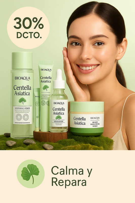 🌿 Combo Facial Regenerador con Centella Asiática – VitaGlow (5 piezas)